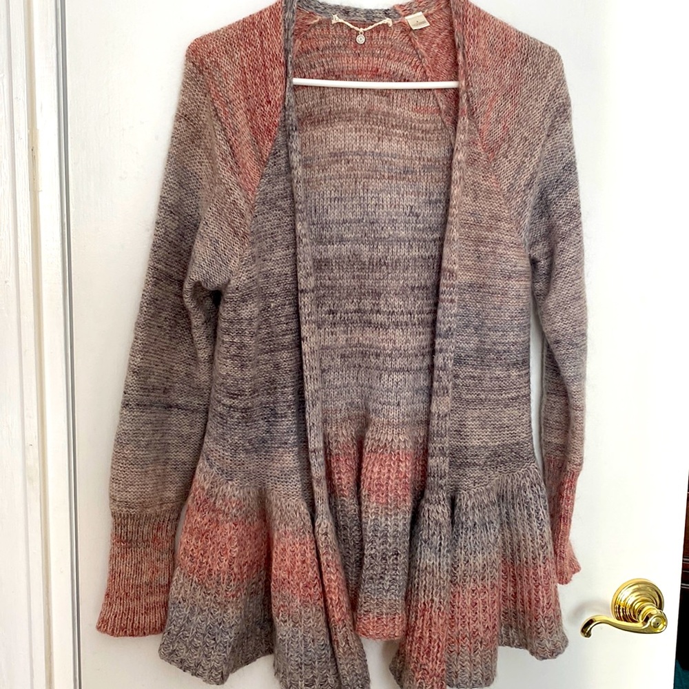 Anthropologie Knitted & Knotted open Cardigan with style & flair.
